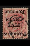 1885  5c On 4c Rose Wmk Crown CA, Perf 14, Variety "surcharge Inverted", Fine Used. For More Images, Please Visit Http:/ - Ceylon (...-1947)