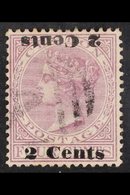 1888-90  2c On 4c Rosy Mauve SURCHARGE INVERTED ONE DOUBLE Variety, SG 210b, Fine Used. For More Images, Please Visit Ht - Ceylon (...-1947)