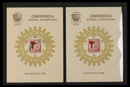 1960-62 ROTARY INTERNATIONAL CONFERENCE.  1960 Souvenir Sheet Bearing 10c Maroon "Map & Rotary Emblem" & 1962 Sheet Over - Chili