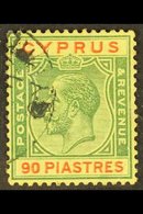 1924-28  KGV 90pi Green And Red/yellow, SG 117, Fine Used. For More Images, Please Visit Http://www.sandafayre.com/itemd - Other & Unclassified