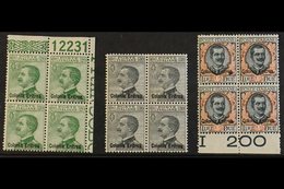 1925  20c To 2L Ovptd "Colonia Eritrea", Sass S20, In Never Hinged Mint Blocks Of 4. Cat 2200 Euro. (£1800+), 20c Is Cor - Erythrée