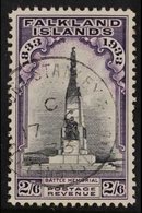 1933  Centenary 2s6d Black And Violet "Battle Memorial", SG 135, One Shortish Perf At Right, Cds Used With Fine Full Por - Falklandeilanden