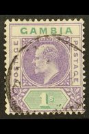 1902-05  (wmk CA) KEVII 1s Violet And Green, SG 52, Fine Used. For More Images, Please Visit Http://www.sandafayre.com/i - Gambie (...-1964)