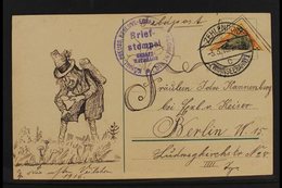 1916 BISECT  Feldpost Card Bearing 25pf Germania Diagonally BISECTED Stamp Tied By "Zehlendorf" Cds Cancel, With Regimen - Autres & Non Classés
