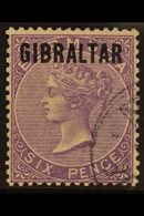 1886  Bermuda Opt'd "GIBRALTAR" 6d Deep Lilac, SG 6, Very Fine Used For More Images, Please Visit Http://www.sandafayre. - Gibraltar