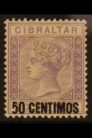 1889  50c On 6d Lilac With "Short Foot To 5" Variety, SG 20a, Fine Mint For More Images, Please Visit Http://www.sandafa - Gibraltar