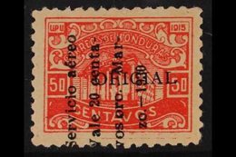 1930  AIR POST 20c On 50c Vermilion Official Stamp With 4- Line "zo. - 1930" Overprint Reading Upwards, SG 296, Mint Lig - Honduras