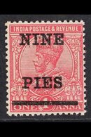 1921  9p On 1a Rose-carmine SURCHARGE DOUBLE ONE ALBINO Variety, SG 192c Var, Never Hinged Mint, Very Fresh, Unlisted In - Altri & Non Classificati