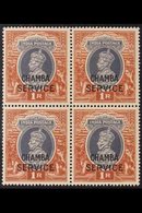 CHAMBA  OFFICIALS 1940-43 1r Grey & Red-brown Overprint, SG O83, Never Hinged Mint BLOCK Of 4. For More Images, Please V - Andere & Zonder Classificatie