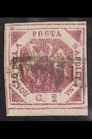 NAPLES  1859 - 61 2gr Violet, Type II, POSTAL FORGERY, Sass. F2b, Very Fine Used. For More Images, Please Visit Http://w - Non Classés