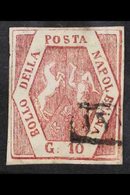 NAPLES  1859 - 61 10gr Red Brown, Type I, POSTAL FORGERY, Sass F3, Horizontal Crease But Exceedingly Rare. Cat Sass €27, - Non Classés
