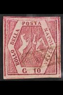 NAPLES  1859 - 61 10gr Lilac Carmine, Type IV, POSTAL FORGERY, Sass F6, Very Fine Used. Signed A. Diena. For More Images - Non Classés
