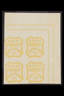 PARMA  FORGERIES. 1859 80c Yellow Ochre (as Sassone 18) Corner Block Of 4 On Gummed Paper, Fine Mint (4 Stamps) For More - Non Classés