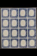1863  15c Blue Imperf, Sass 11, Superb NEVER HINGED MINT Block Of 16. Rare And Magnificent Show Piece. Raybaudi Photo Ce - Non Classés