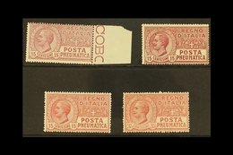 PNEUMATIC POST  1927-8 15c In All Three Shades, Plus 35c, Sassone 12/13, 12a, 12b, Never Hinged Mint (4 Stamps). For Mor - Zonder Classificatie