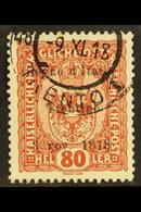 TRENTINO  1918 80h Chestnut Ovptd, SG 13, Very Fine Used. For More Images, Please Visit Http://www.sandafayre.com/itemde - Non Classés