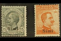 AEGEAN IS - SIMI  1921 - 2 15c Grey And 20c Orange With Wmk, Sass 10/11, Fine Mint. (2 Stamps) For More Images, Please V - Andere & Zonder Classificatie
