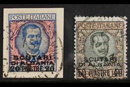 SCUTARI  1909-11 20pi On 5L Blue & Rose And 40pi On 10L Sage-green & Rose Overprints (Sassone 7/8, SG 148/49), Fine Cds  - Andere & Zonder Classificatie