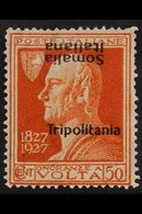 TRIPOLITANIA  1927 50c Orange Volta, Variety "ovpt Normal But With Somalia Italiana Inverted At Top", Sass 44c, Very Fin - Andere & Zonder Classificatie