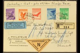 1937 FLIGHT COVER  (May 18th) Vaduz To Copenhagen Registered Cover Bearing Vaduz Reg Tab, The 1934 Airmail Stamp Set (Mi - Autres & Non Classés