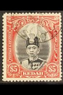 KEDAH  1937 $5 Black And Scarlet Sultan, SG 68, Superb Cds Used.  For More Images, Please Visit Http://www.sandafayre.co - Autres & Non Classés