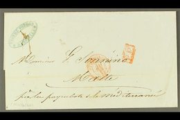 1843 (MAY)  Stampless Wrapper From Marseilles To Malta Showing On The Front Red Marseilles Cds Plus Boxed "P.P." In Red, - Malta (...-1964)