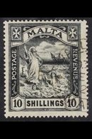 1922  10s Black, Wmk Mult Script CA, SG 104, Superb Used. For More Images, Please Visit Http://www.sandafayre.com/itemde - Malta (...-1964)