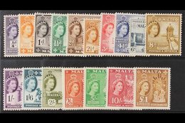 1956-58  Definitive Set, SG 266/282, Fine Never Hinged Mint. (17) For More Images, Please Visit Http://www.sandafayre.co - Malte (...-1964)