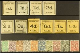 POSTAGE DUES  1925 Typeset & Sideways Script Wmk Sets, SG D1/20, Good To Fine Used (20 Stamps) For More Images, Please V - Malte (...-1964)