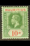 1913  10r Green And Red On Blue Green, On Olive Back, SG 204a, Very Fine Mint. Rare Stamp. For More Images, Please Visit - Maurice (...-1967)