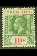 1913  10r Green And Red On Blue Green, On Olive Back, SG 204a, Very Fine Mint. Rare Stamp. For More Images, Please Visit - Mauritius (...-1967)