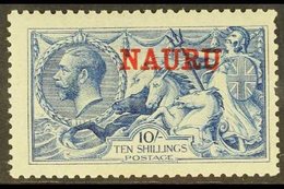1916-23  10s Deep Bright Blue Seahorse, De La Rue Printing, SG 23d, Mint, Missing Perf At Right, Otherwise Fine. For Mor - Nauru