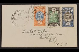 1928  Envelope To USA, Bearing French Oceanie 4c, 5c And 40c Tied By Double Ring Circular "PACKET BOAT", And With Marine - Autres & Non Classés