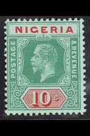 1914-29  10s Green And Red On Blue-green With Blue-green Back, SG 11a, Never Hinged Mint. For More Images, Please Visit  - Nigeria (...-1960)