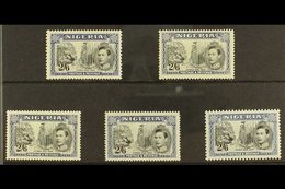 1938-51  2s6d Black & Blue Perforation / Shade Variant Set, SG 58, 58a, 58ab, 58b & 58c, Fine Mint (5 Stamps) For More I - Nigeria (...-1960)