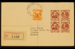 1951  (Nov) Cover To England Franked Australia ½d Defin & 3d Centenary Block Of Four Tied By ANGORAM Postmarks Plus Regi - Papua-Neuguinea