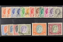 1954-56  QEII Definitives Complete Set, SG 1/15, Plus The ½d And 1d Coil Stamps, SG 1a And 2a, Very Fine Used. (18 Stamp - Rhodésie & Nyasaland (1954-1963)