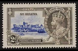 1935  2d Ultramarine And Grey Silver Jubilee, Diagonal Line By Turret, SG 125f, Very Fine Mint. For More Images, Please  - Isola Di Sant'Elena