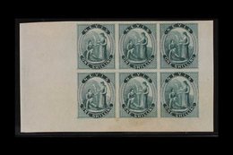 1862 IMPERF PROOFS.  1s Green (as SG 4) IMPERF PROOFS BLOCK Of 6 (positions 7 To 12) Printed On Thin Ungummed Greyish Pa - St.Christopher, Nevis En Anguilla (...-1980)
