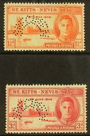 1946  Victory Pair, Perforated "Specimen", SG 78s/9s, Very Fine Mint Og. (2 Stamps) For More Images, Please Visit Http:/ - St.Kitts Und Nevis ( 1983-...)