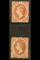 1863  1d Lake & 1d Brownish Lake, Both With Reversed Watermarks, SG 5ax, SG 5bx, Mint (2 Stamps) For More Images, Please - St.Lucia (...-1978)