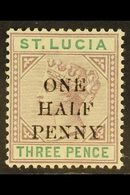 1891-92  "ONE HALF PENNY" Surcharge On 3d Dull Mauve And Green, Die II, SG 56, Very Fine Mint. For More Images, Please V - St.Lucia (...-1978)