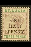 1891-92  "ONE HALF PENNY" Surcharge On 3d Dull Mauve And Green, Die II, SG 56, Very Fine Mint. For More Images, Please V - Ste Lucie (...-1978)