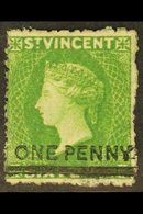 1881  1d On 6d Bright Green Surcharge, SG 34, Mint Small Part Gum, Fresh, Cat £475. For More Images, Please Visit Http:/ - St.Vincent (...-1979)