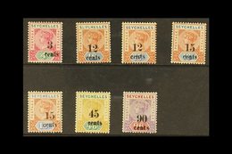 1893  Complete Surcharges Set, SG 15/21, Fine Mint. (7 Stamps) For More Images, Please Visit Http://www.sandafayre.com/i - Seychellen (...-1976)
