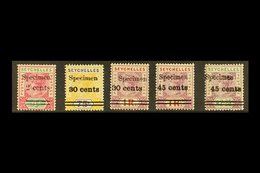 1902  Surcharges Set Overprinted "SPECIMEN", SG 41/45s, Fine Mint. (5 Stamps) For More Images, Please Visit Http://www.s - Seychelles (...-1976)