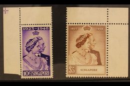 1948  Silver Wedding Set, SG 31/32, Corner Marginal Examples, Never Hinged Mint. (2 Stamps ) For More Images, Please Vis - Singapour (...-1959)