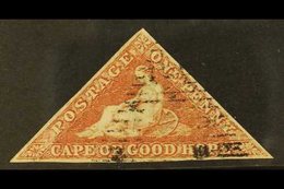 CAPE OF GOOD HOPE  1853 1d Pale Brick Red On Deeply Blued Paper, SG 1, Used With 3 Margins, Cat £450. For More Images, P - Unclassified