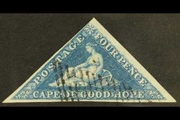 CAPE OF GOOD HOPE  1853 4d Blue On Slightly Blued Paper Triangular, SG 4a, Very Fine Used With Full Margins & Crisp Canc - Ohne Zuordnung