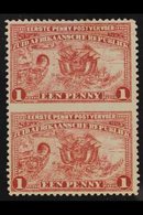 TRANSVAAL  1895 1d Red "Introduction Of Penny Postage", Variety IMPERFORATE BETWEEN - VERTICAL PAIR, SG 215ca, Very Fine - Zonder Classificatie